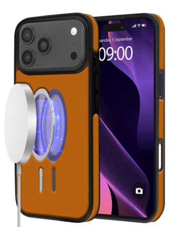 Wireless Charging Clear Case with IC Chip - ORANGE for iPhone 17 Pro (Only Ground Shipping)