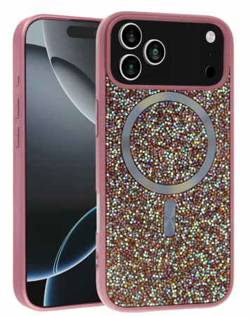 Wireless Charging Bling Diamond Crystal Case - PINK for iPhone 17 Pro (Only Ground Shipping)
