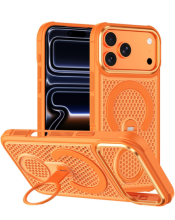 Honeycomb Design 360 Rotating Ring Kickstand Case (ORANGE) for iPhone 17 Pro Max (Only Ground Shipping)