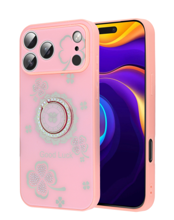 Luxury Diamond Shiny Cases with Ring - PINK for iPhone 17 Pro Max (Only Ground Shipping)