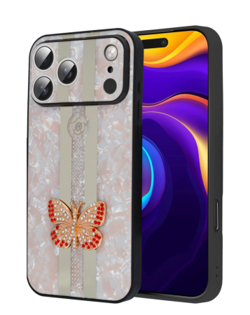 Luxury Diamond Shiny Cases with Butterfly Design - GOLD for iPhone 17 Pro Max (Only Ground Shipping)