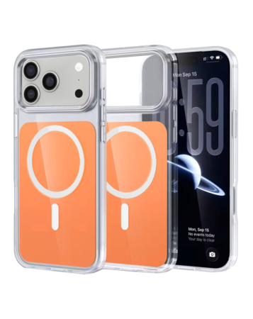Transparent Magnetic Shockproof Case  - ORANGE for iPhone 17 Pro Max (Only Ground Shipping)