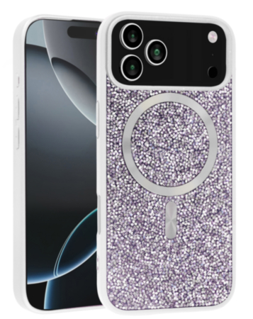 Thin Wireless Charging Bling Diamond Crystal Case - WHITE for iPhone 17 Pro Max (Only Ground Shipping)
