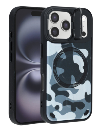 Camo Design Thin Magnetic Case with Camera Stand Kickstand - Style 4 for iPhone 17 Pro Max (Only Ground Shipping)