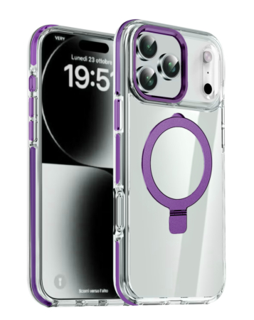 Magnetic Clear Case with Kickstand - PURPLE for iPhone 17 Pro Max (Only Ground Shipping)