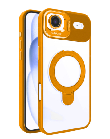 Magnetic Clear Case with 2 Kickstand & Camera Lens - ORANGE for iPhone Air (Only Ground Shipping)