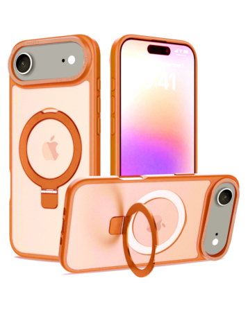 Carbon Wireless Charging Case with Ring Stand - ORANGE for iPhone Air (Only Ground Shipping)