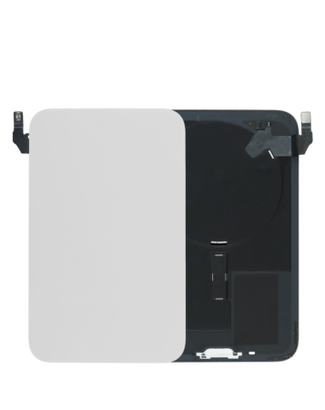Back Glass with Frame and Wireless NFC Charging Flex and MagSafe Magnet for iPhone 17 Pro Max (NO LOGO) (SILVER)