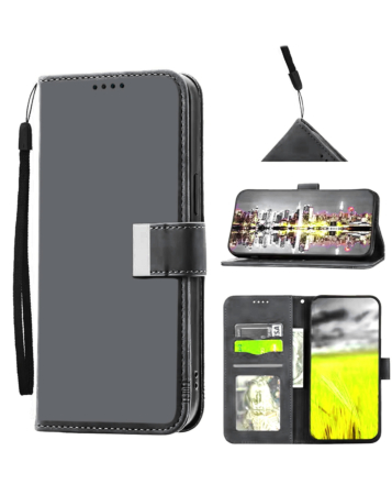 Elegant Leather Wallet Case with Wristlet Strap - BLACK for iPhone 17 Pro (Only Ground Shipping)
