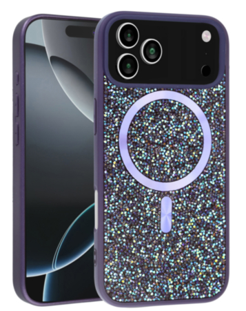 Thin Wireless Charging Bling Diamond Crystal Case - PURPLE for iPhone 17 Pro Max (Only Ground Shipping)