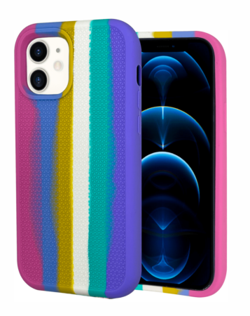 Dual Layer Serrated Case - RAINBOW PINK for iPhone 12 Pro Max (Only Ground Shipping)
