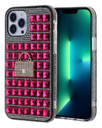 Crystal Stones Case with Five Adornment - HOT PINK for iPhone 7G / 8G / SE 2020 (Only Ground Shipping)