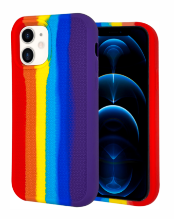 Dual Layer Serrated Case - RAINBOW for iPhone 12 Pro Max (Only Ground Shipping)