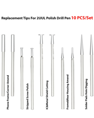 2UUL DA82 Replacement Tips for 2UUL Polish Drill Pen (10 Pcs Set)