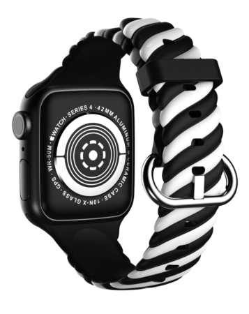iWatch (38/40/41mm) Braided Colorful Silicone Band - BLACK (Only Ground Shipping)