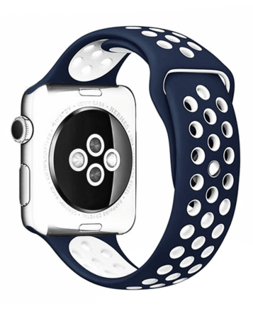 iWatch (38/40/41mm) Perforated Silicone Sport Band - BLUE & WHITE (Only Ground Shipping)
