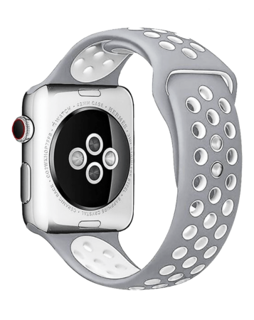 iWatch (38/40/41mm) Perforated Silicone Sport Band - GRAY & WHITE (Only Ground Shipping)