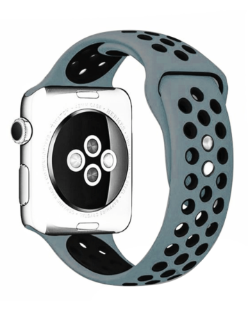 iWatch (42/44/45/49mm) Perforated Silicone Sport Band - NAVY BLUE & BLACK (Only Ground Shipping)