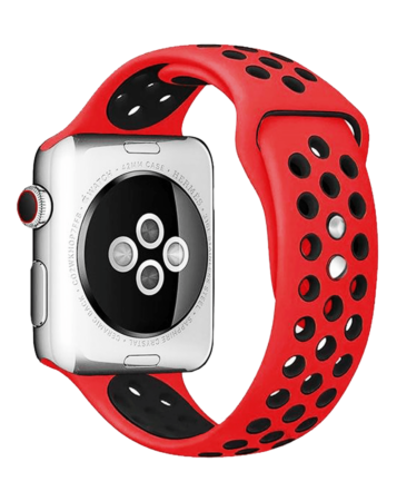 iWatch (38/40/41mm) Perforated Silicone Sport Band - RED & BLACK (Only Ground Shipping)