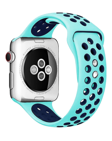 iWatch (42/44/45/49mm) Perforated Silicone Sport Band - TEAL & BLUE (Only Ground Shipping)