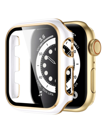 iWatch 42mm Shinny Hard PC Bumper Case - WHITE & ROSE GOLD (Only Ground Shipping)