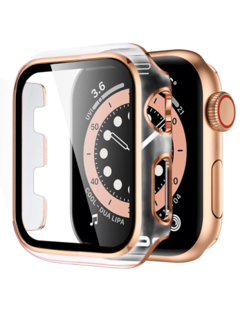iWatch 42mm Shinny Hard PC Bumper Case - CLEAR & ROSE GOLD (Only Ground Shipping)