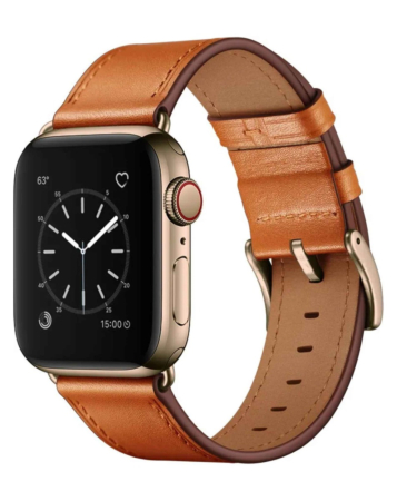iWatch (42/44/45/49mm) Shiny Genuine Leather Band - BROWN (Only Ground Shipping)