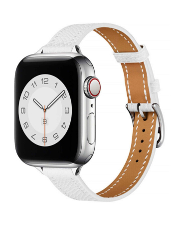 iWatch (42/44/45/49mm) Genuine Leather Band - WHITE (Only Ground Shipping)