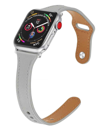 iWatch (38/40/41mm) Thin Genuine Leather Band - GRAY (Only Ground Shipping)