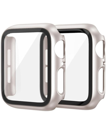 iWatch 42mm (2024) Hard PC Bumper Case with Tempered Glass - GOLD (Only Ground Shipping)