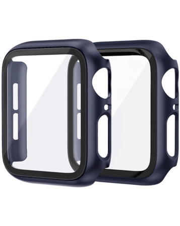 iWatch 42mm (2024) Hard PC Bumper Case with Tempered Glass - NAVY BLUE (Only Ground Shipping)