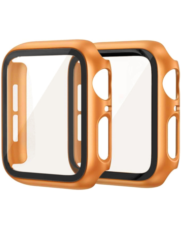 iWatch 42mm (2024) Hard PC Bumper Case with Tempered Glass - ORANGE (Only Ground Shipping)