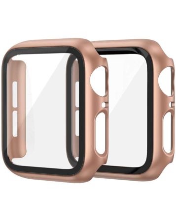 iWatch 42mm (2024) Hard PC Bumper Case with Tempered Glass - ROSE GOLD (Only Ground Shipping)