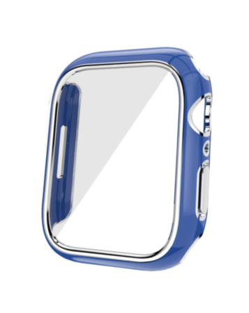 Shinny Hard PC Bumper Case (BLUE & SILVER) for iWatch 42mm (2024) (Only Ground Shipping)