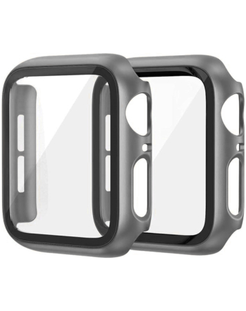 iWatch 42mm (2024) Hard PC Bumper Case with Tempered Glass - GRAY (Only Ground Shipping)