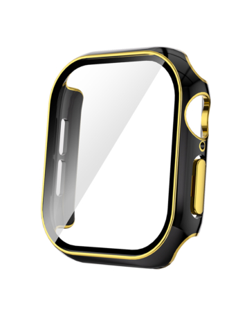 iWatch 42mm (2024) Shinny Hard PC Bumper Case - BLACK & GOLD (Only Ground Shipping)