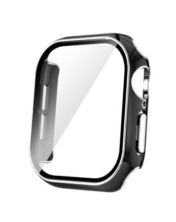 iWatch 42mm (2024) Shinny Hard PC Bumper Case - BLACK & SILVER (Only Ground Shipping)