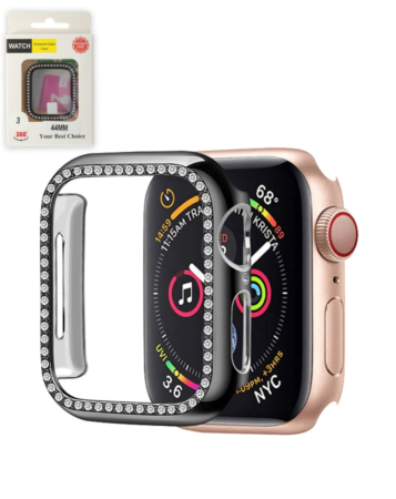 iWatch 44mm Stone PC Bumper Case with Tempered Glass - BLACK (Only Ground Shipping)