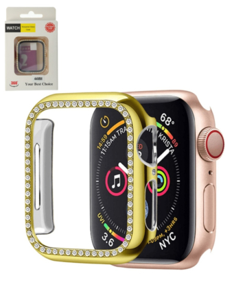 iWatch 44mm Stone PC Bumper Case with Tempered Glass - GOLD (Only Ground Shipping)
