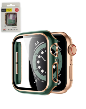 iWatch 44mm Shinny Hard PC Bumper Case - DARK GREEN & ROSE GOLD (Only Ground Shipping)