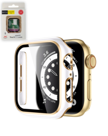 iWatch 44mm Shinny Hard PC Bumper Case - WHITE & GOLD (Only Ground Shipping)