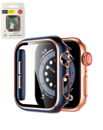 iWatch 44mm Shinny Hard PC Bumper Case - BLUE & ROSE GOLD (Only Ground Shipping)