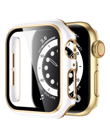 iWatch 41mm Shinny Hard PC Bumper Case - WHITE & GOLD (Only Ground Shipping)