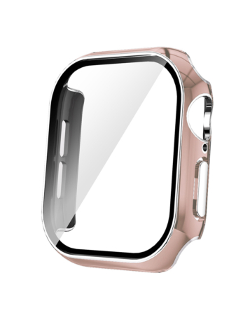 iWatch 46mm (2024) Shinny Hard PC Bumper Case - PINK & SILVER (Only Ground Shipping)