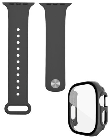 iWatch 49mm Silicone Soft Band & Bumper Case with Tempered Glass - DARK GREEN (Only Ground Shipping)