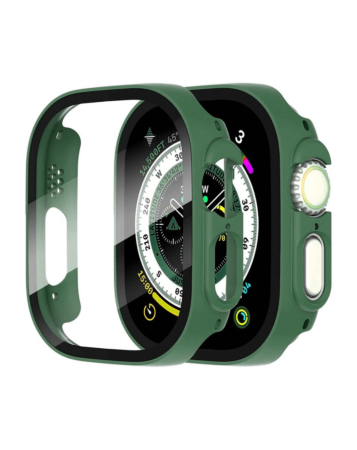 iWatch 49mm Hard PC Bumper Case with Tempered Glass - DARK GREEN (Only Ground Shipping)