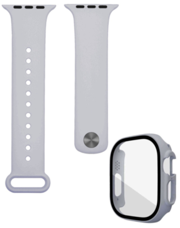 iWatch 49mm Silicone Soft Band & Bumper Case with Tempered Glass - GRAY (Only Ground Shipping)