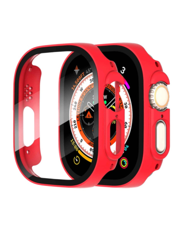 iWatch 49mm Hard PC Bumper Case with Tempered Glass - RED (Only Ground Shipping)