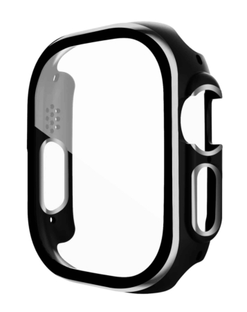 iWatch 49mm Shinny Hard PC Bumper Case - BLACK & SILVER (Only Ground Shipping)
