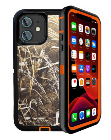 Heavy Duty Case for iPhone 12 Mini (CAMO ORANGE) (Only Ground Shipping)